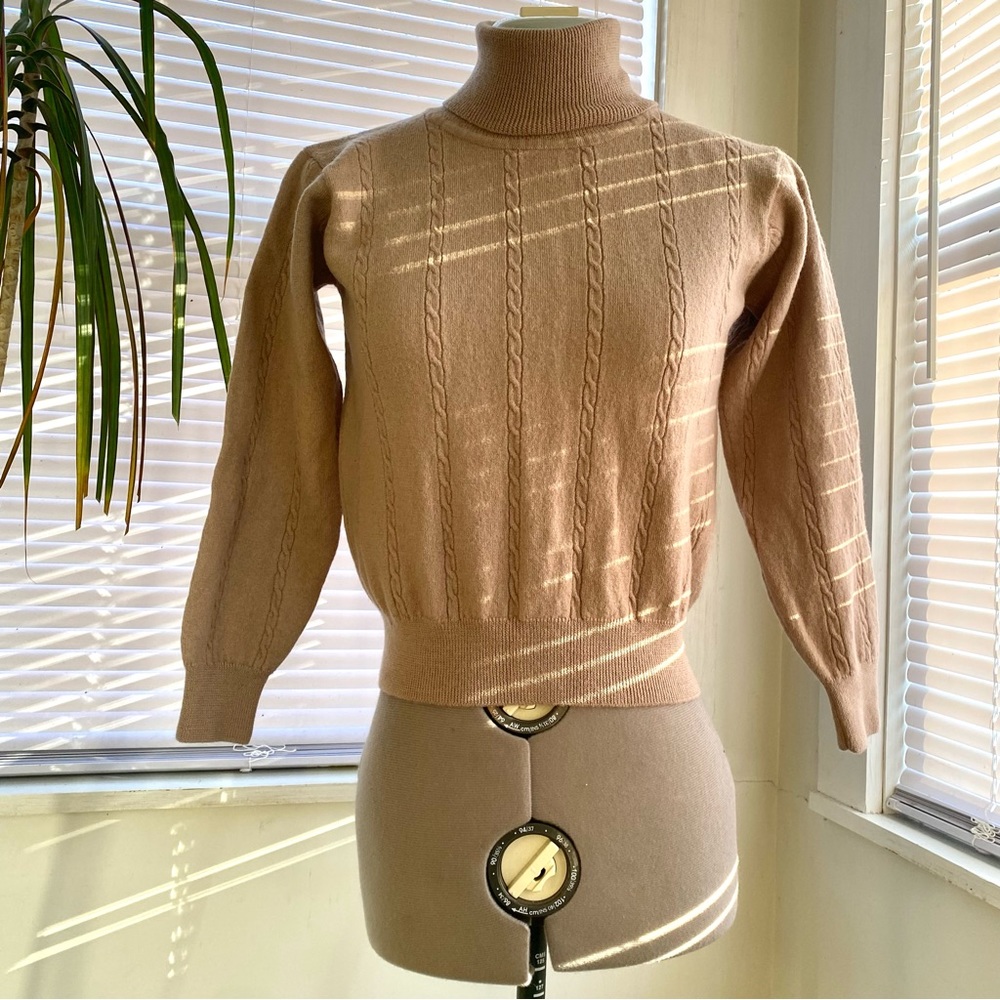 JEANNE PIERRE Women's Merino Wool Cream Cable Knit Sweater Size S